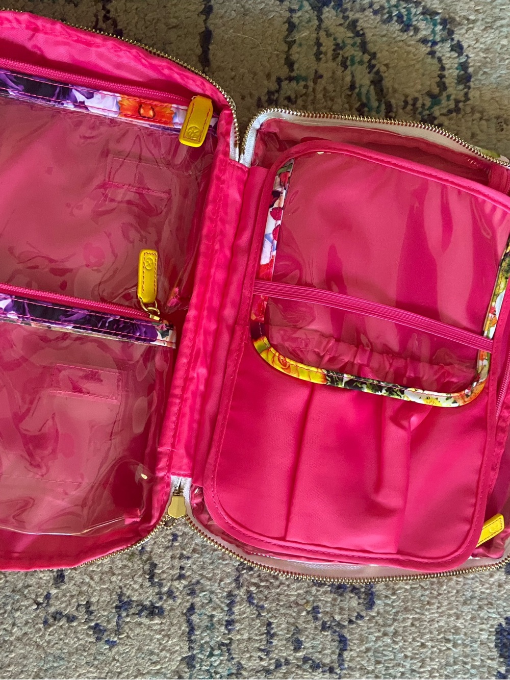 Sonia Kashuk Floral Print Makeup Bag in Pink, Purple, Yellow, Green - Picture 3 of 4